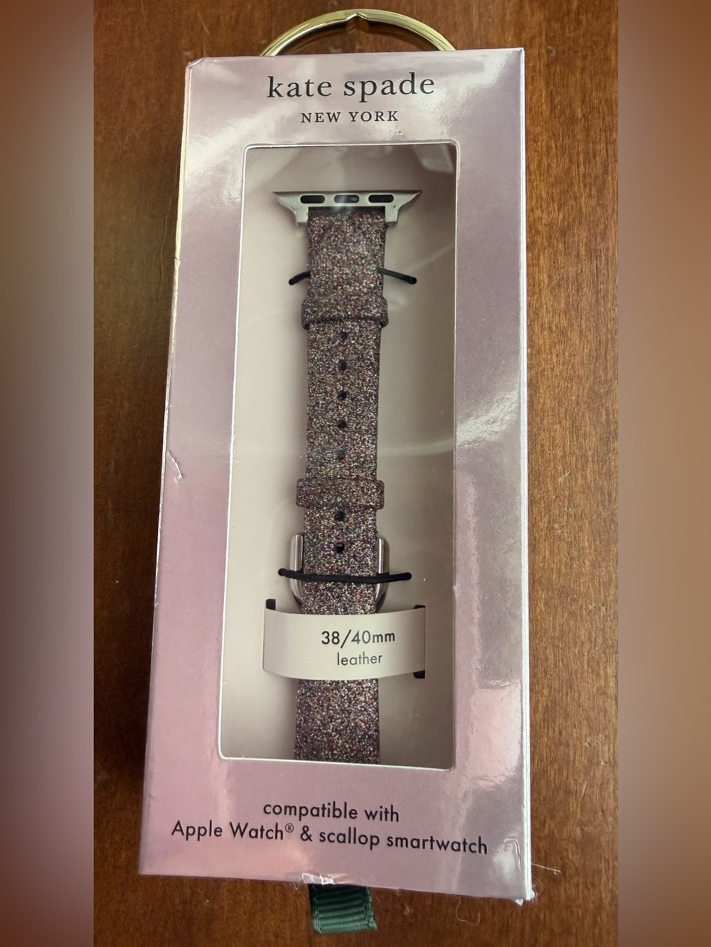 NIB kate spade Sparkly Glitter Leather Apple Watch Band